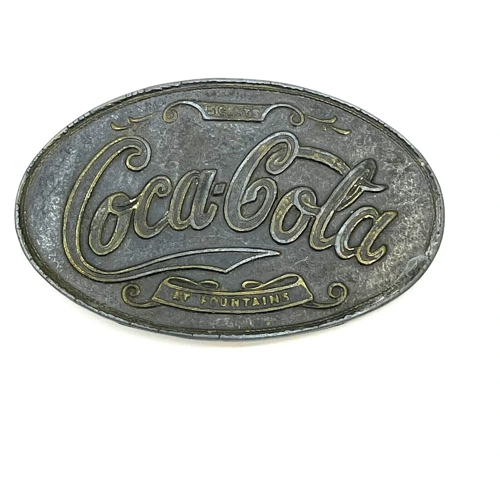 Coca-Cola Brass Oval Belt Buckle 4